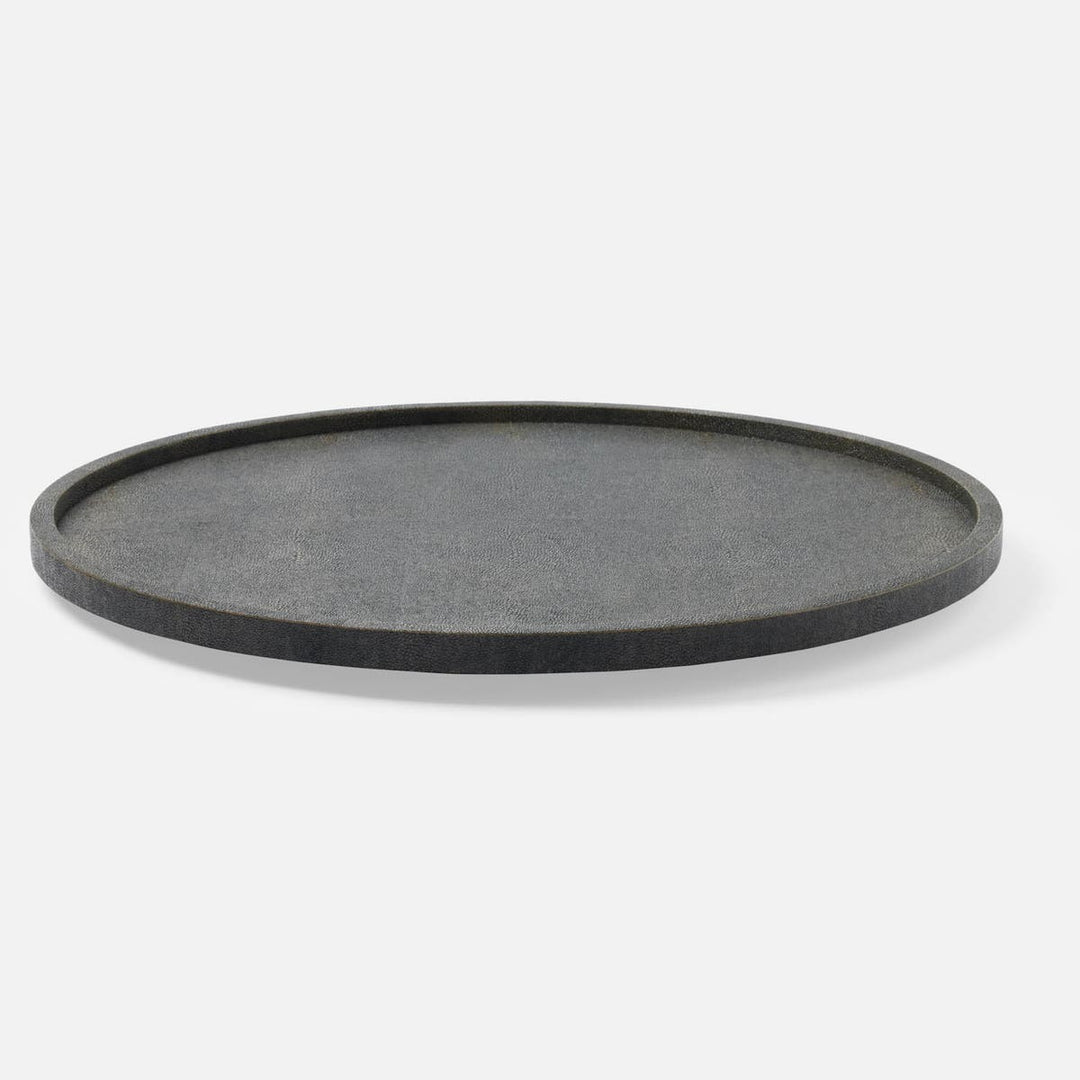 Calvin Dark Mushroom Lazy Susan Realistic Faux Shagreen 24"D