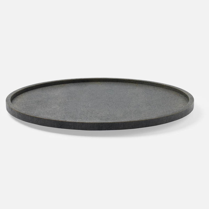Calvin Dark Mushroom Lazy Susan Realistic Faux Shagreen 24"D
