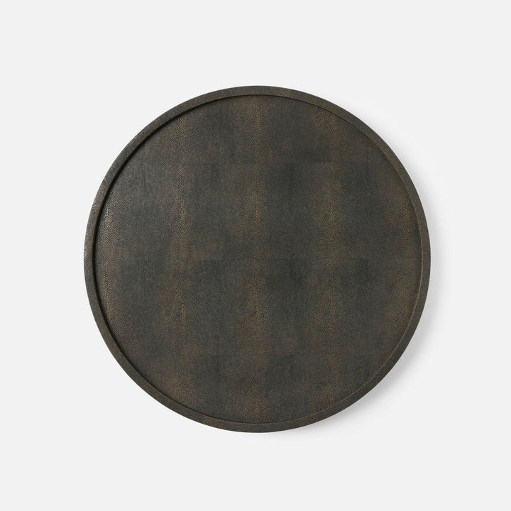 Calvin Dark Mushroom Lazy Susan Realistic Faux Shagreen 24"D