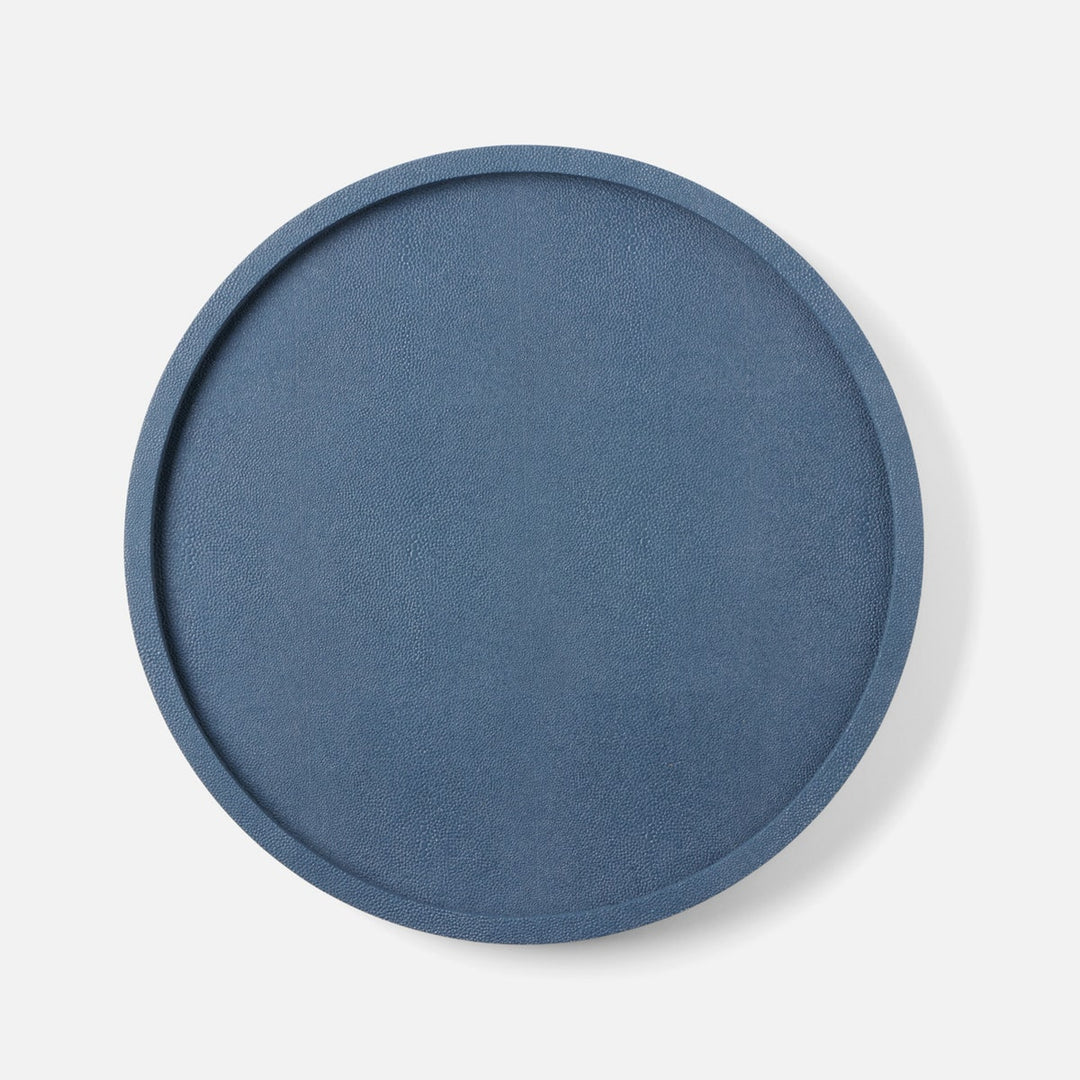 Calvin Navy Lazy Susan Realistic Faux Shagreen 18"D