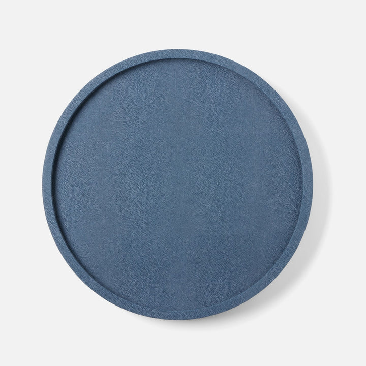 Calvin Navy Lazy Susan Realistic Faux Shagreen 18"D