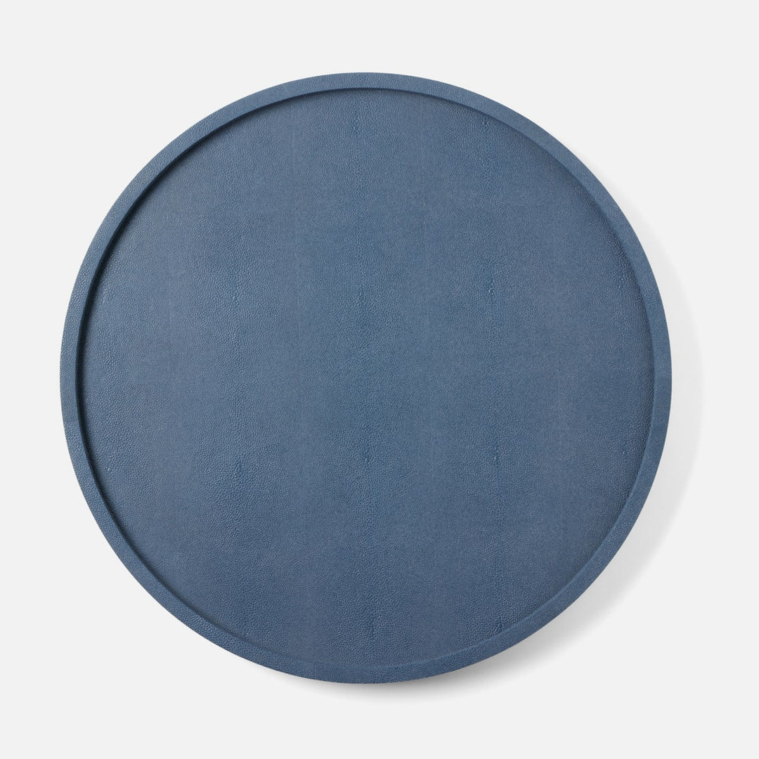 Calvin Navy Lazy Susan Realistic Faux Shagreen 24"D