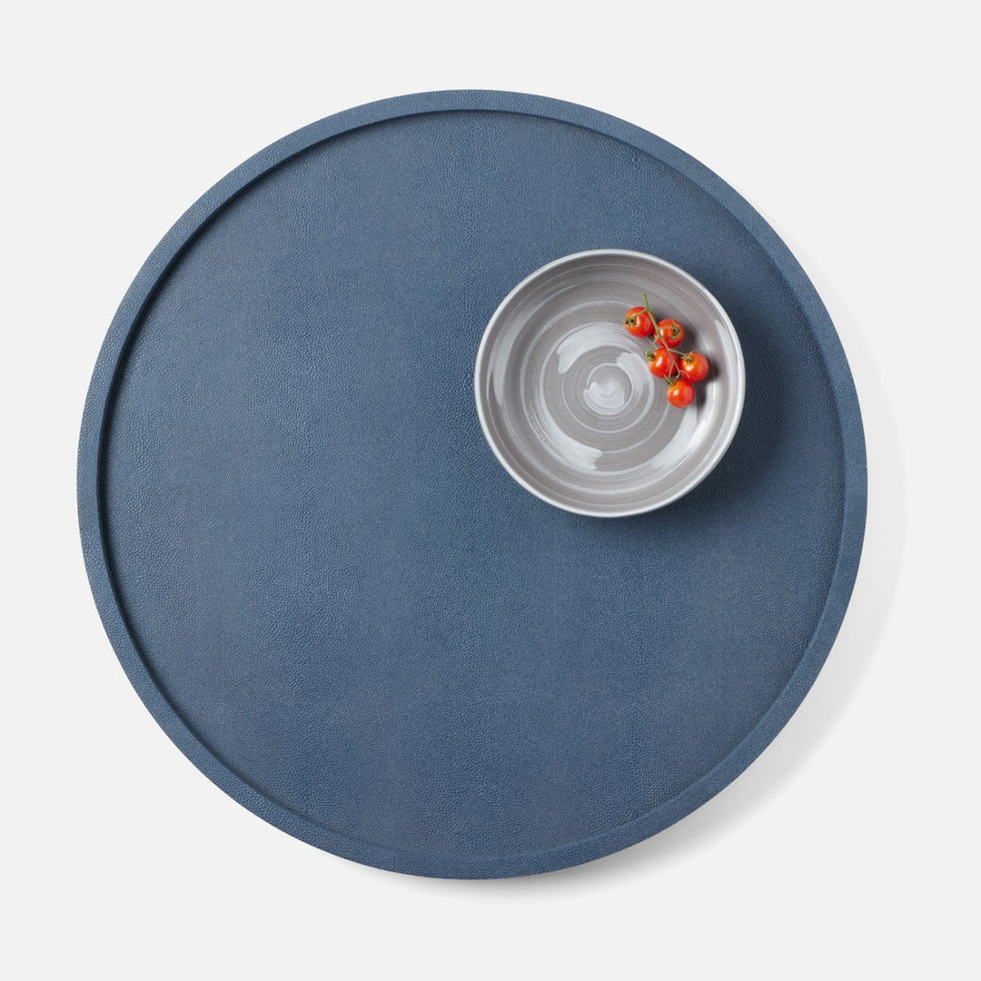 Calvin Navy Lazy Susan Realistic Faux Shagreen 24"D