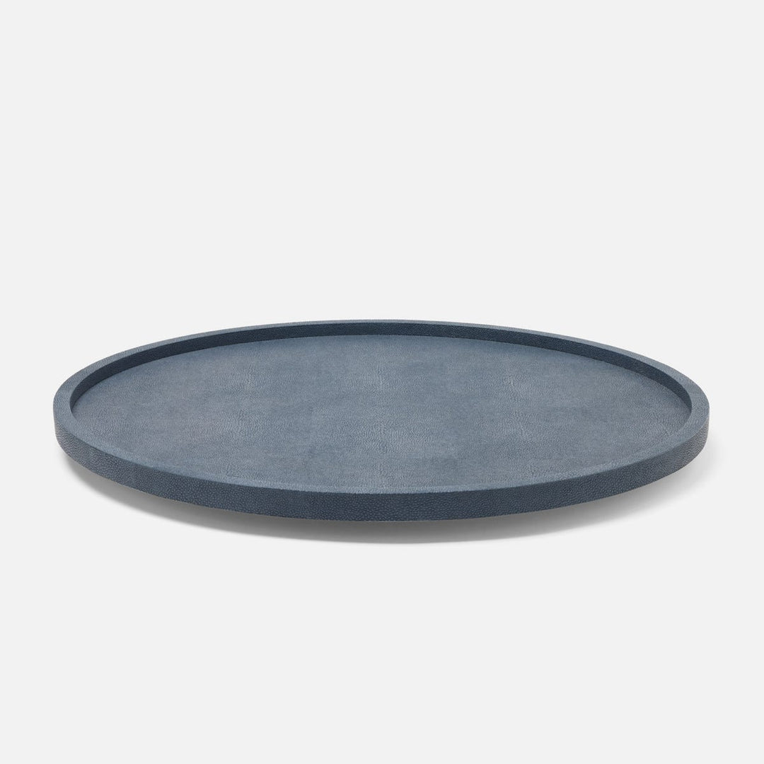 Calvin Navy Lazy Susan Realistic Faux Shagreen 24"D