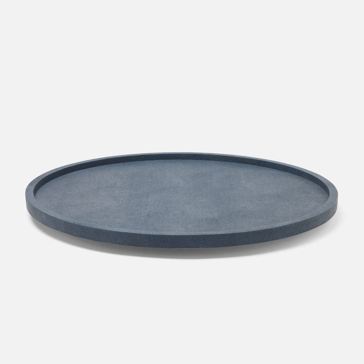 Calvin Navy Lazy Susan Realistic Faux Shagreen 24"D