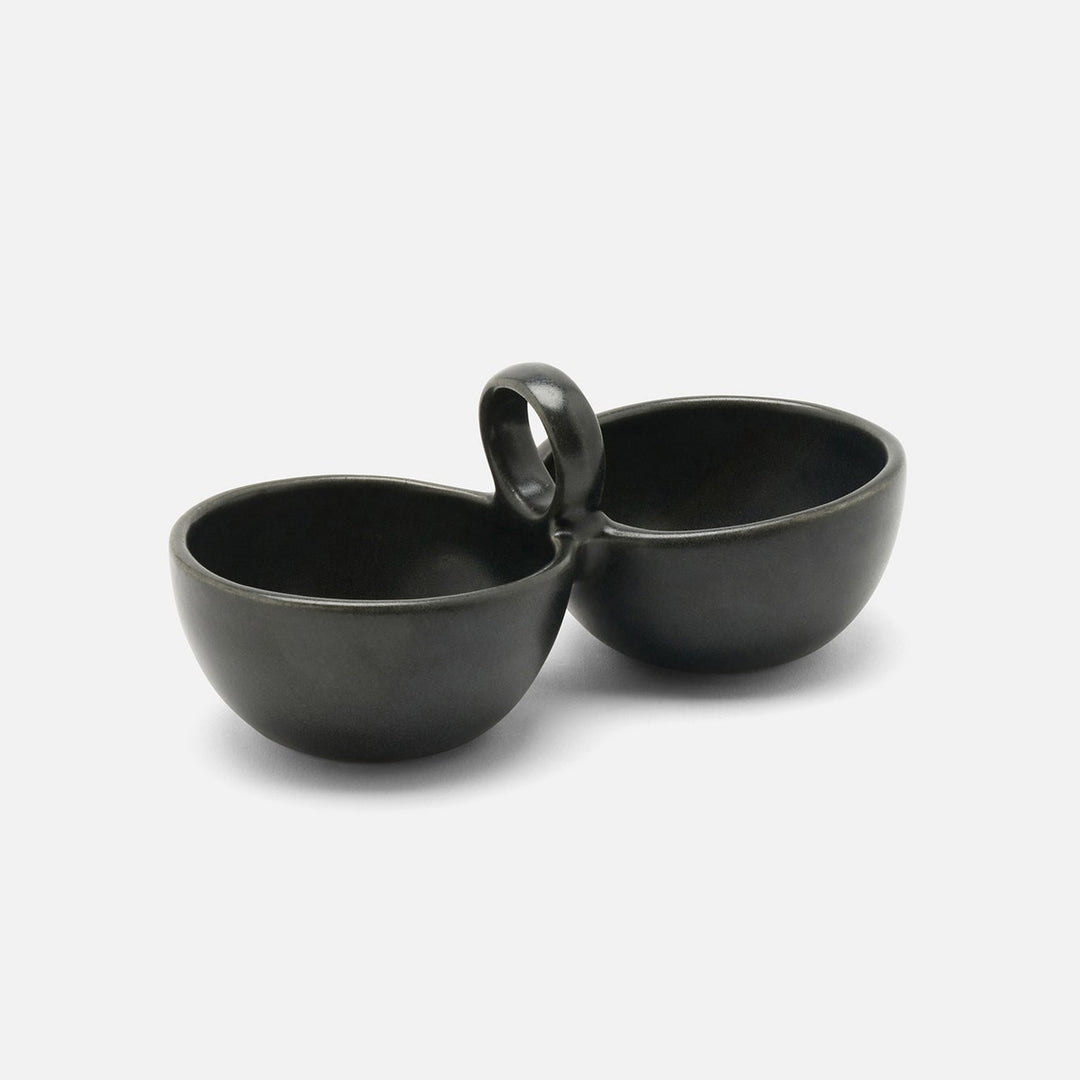 Desmond Black Glaze Snack Bowl Double Stoneware Pack/2