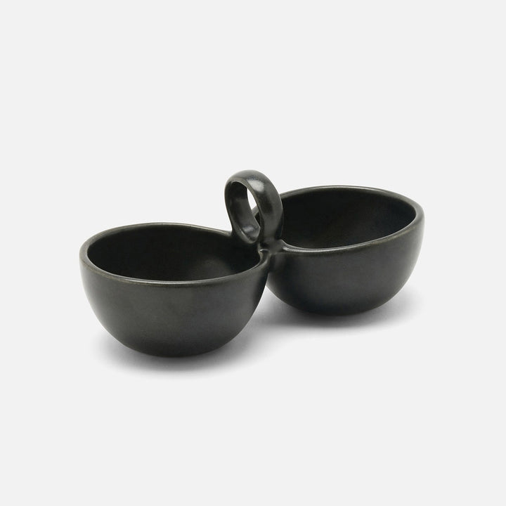 Desmond Black Glaze Snack Bowl Double Stoneware Pack/2