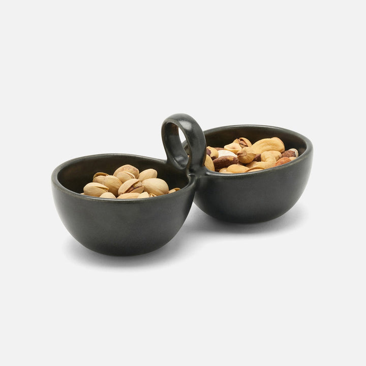 Desmond Black Glaze Snack Bowl Double Stoneware Pack/2