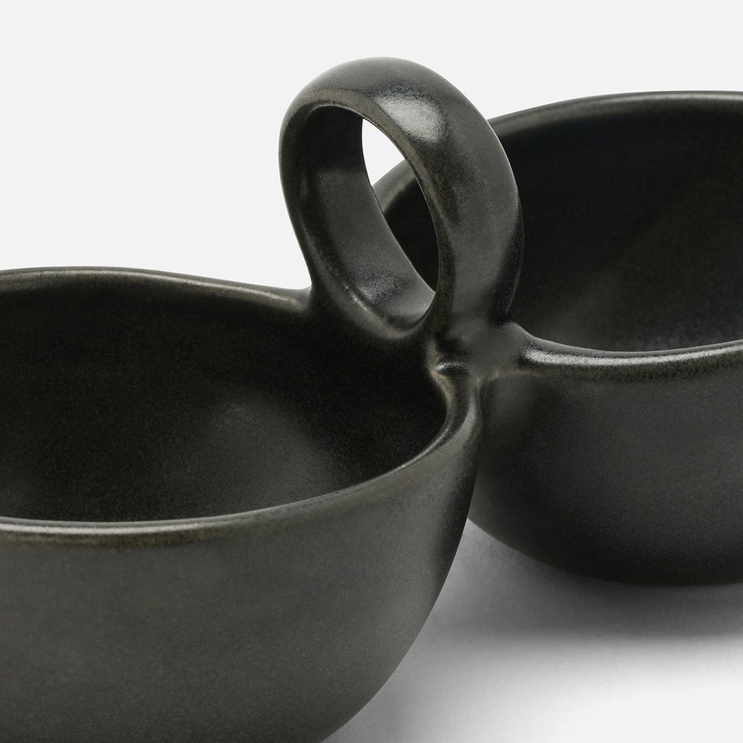 Desmond Black Glaze Snack Bowl Double Stoneware Pack/2