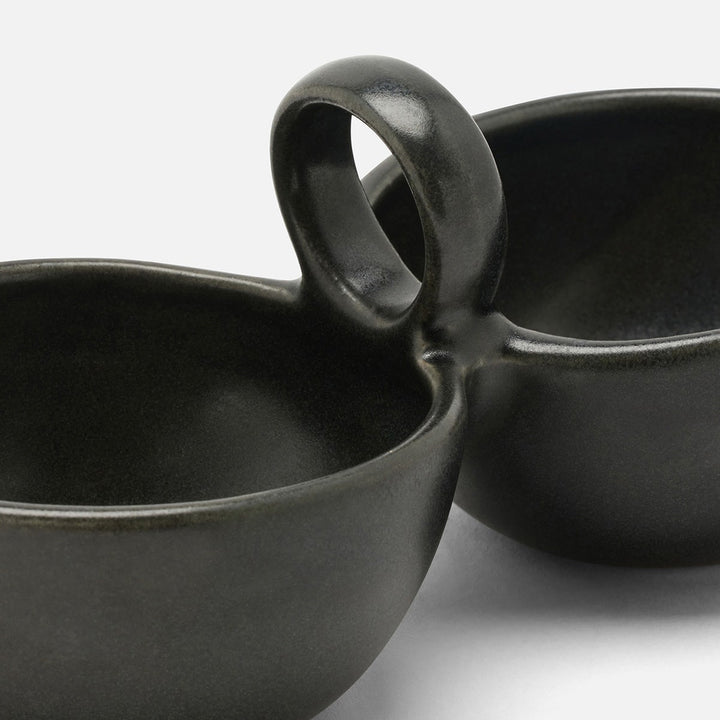 Desmond Black Glaze Snack Bowl Double Stoneware Pack/2