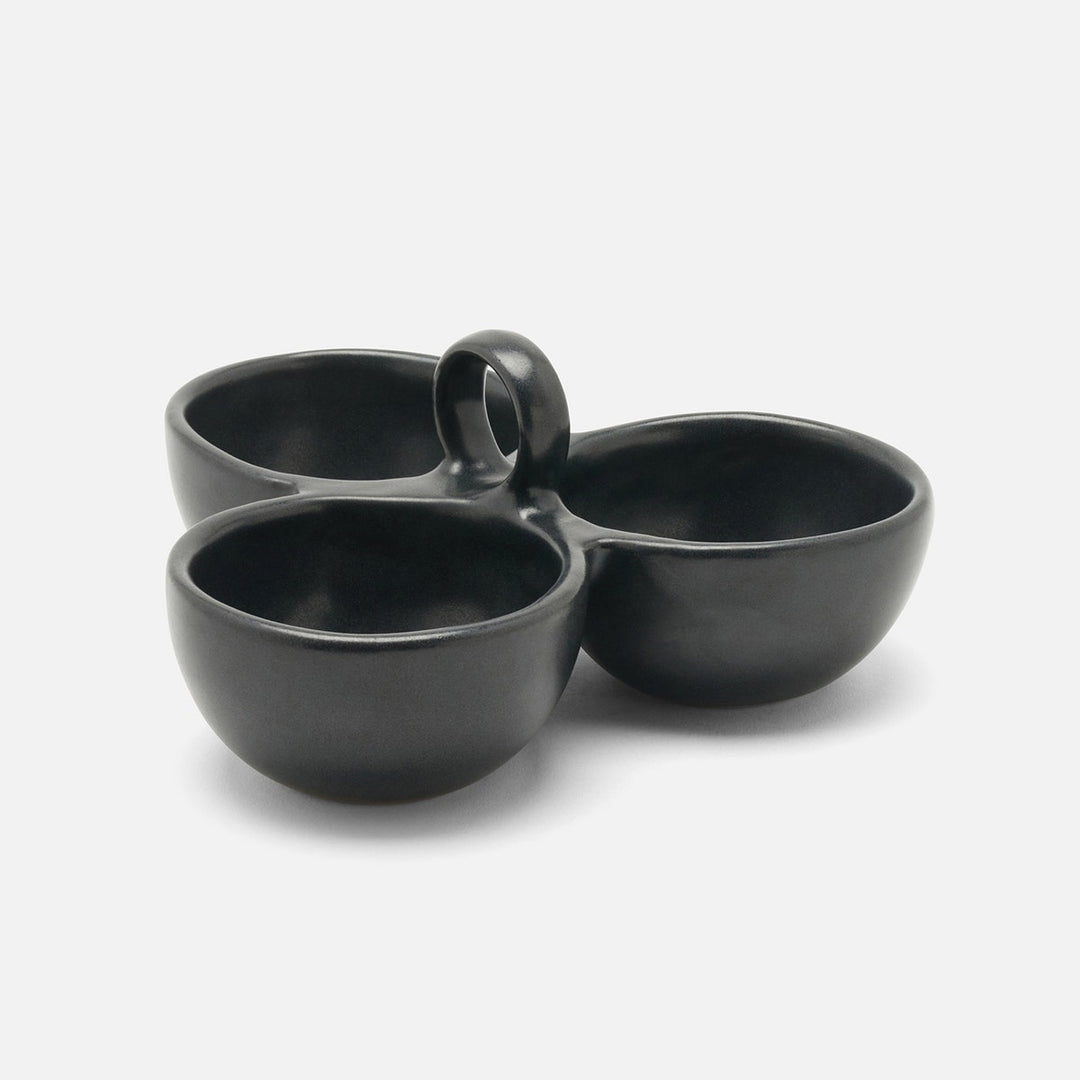 Desmond Black Glaze Snack Bowl Triple Stoneware