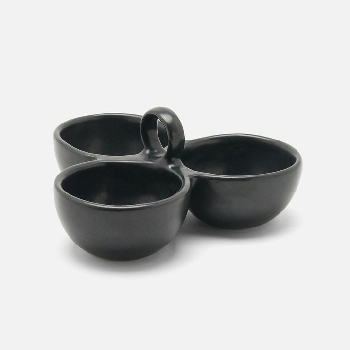 Desmond Black Glaze Snack Bowl Triple Stoneware