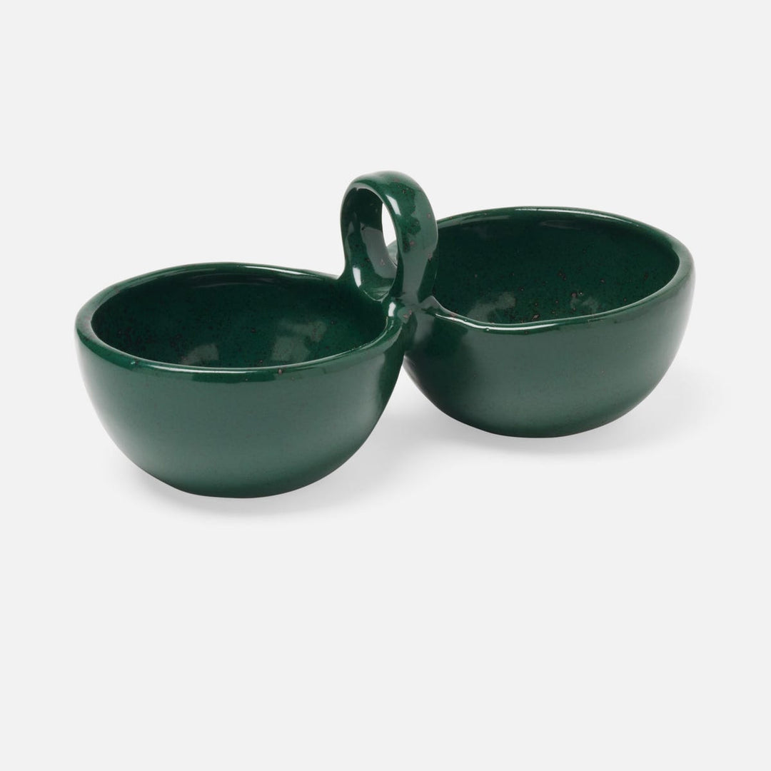 Desmond Dark Green Salt Glaze Snack Bowl Stoneware Double Pack/2