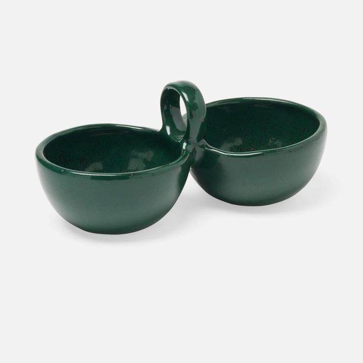 Desmond Dark Green Salt Glaze Snack Bowl Stoneware Double Pack/2