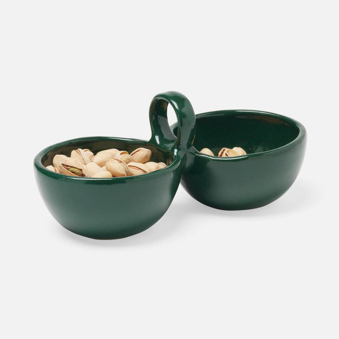 Desmond Dark Green Salt Glaze Snack Bowl Stoneware Double Pack/2