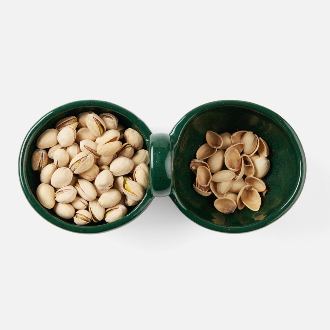 Desmond Dark Green Salt Glaze Snack Bowl Stoneware Double Pack/2