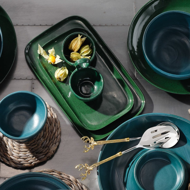 Desmond Dark Green Salt Glaze Snack Bowl Stoneware Double Pack/2