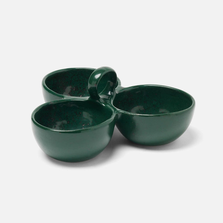 Desmond Dark Green Salt Glaze Snack Bowl Stoneware Triple