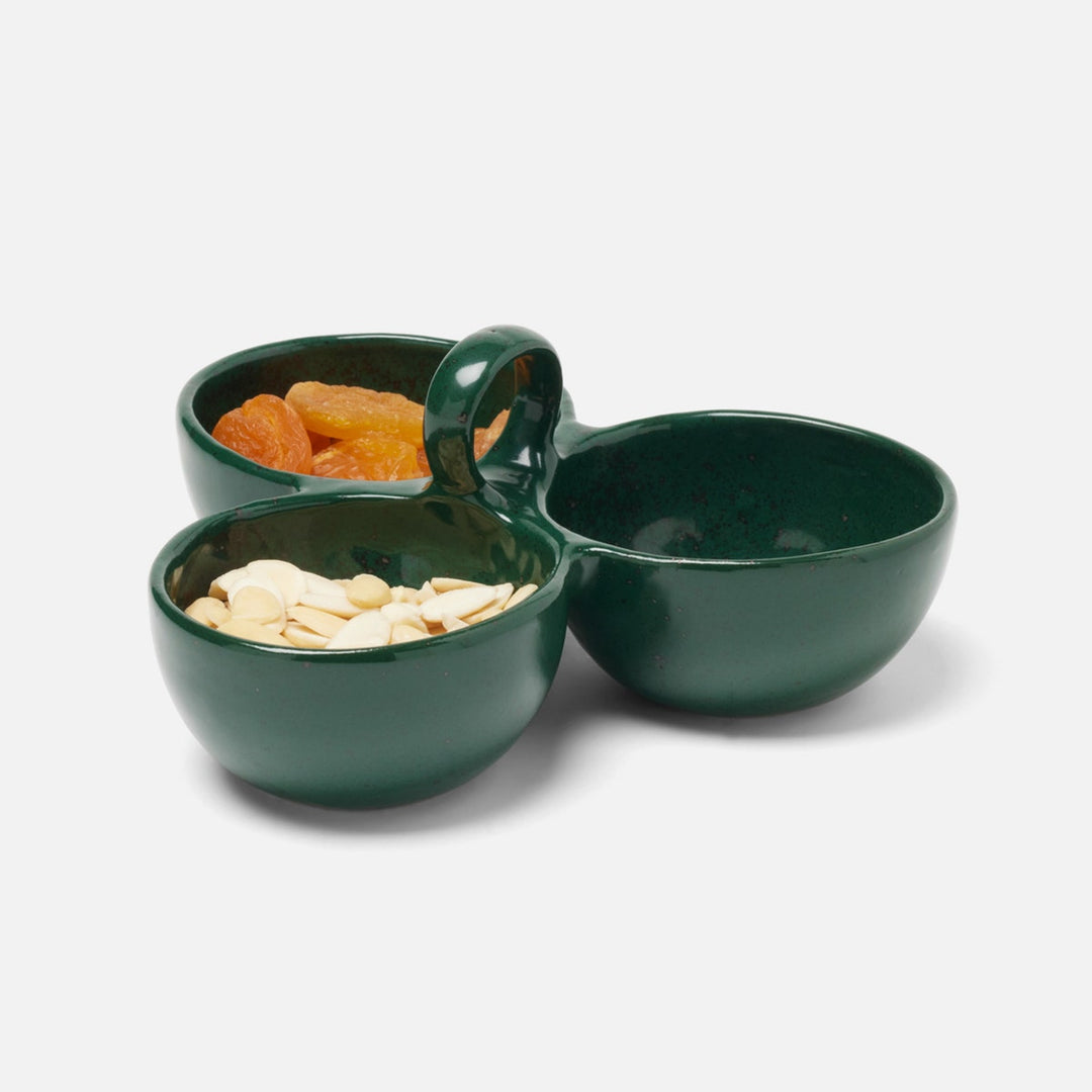 Desmond Dark Green Salt Glaze Snack Bowl Stoneware Triple