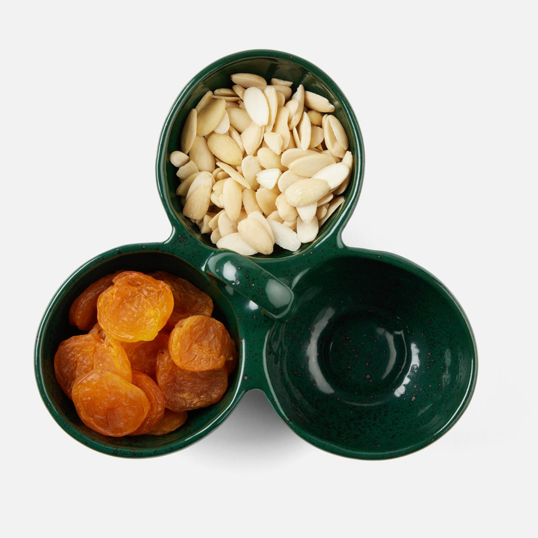 Desmond Dark Green Salt Glaze Snack Bowl Stoneware Triple