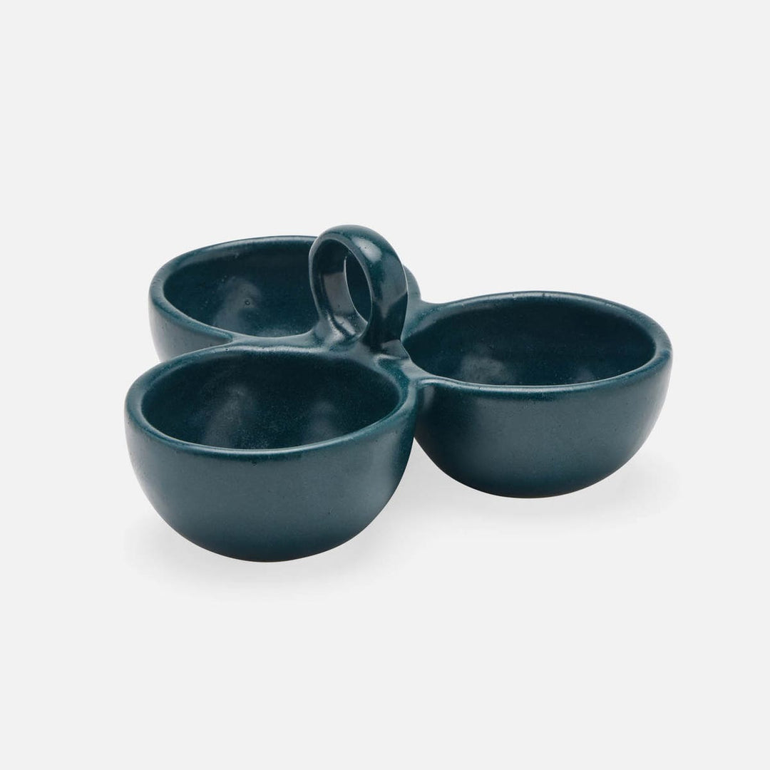 Desmond Midnight Teal Snack Bowl Stoneware Triple