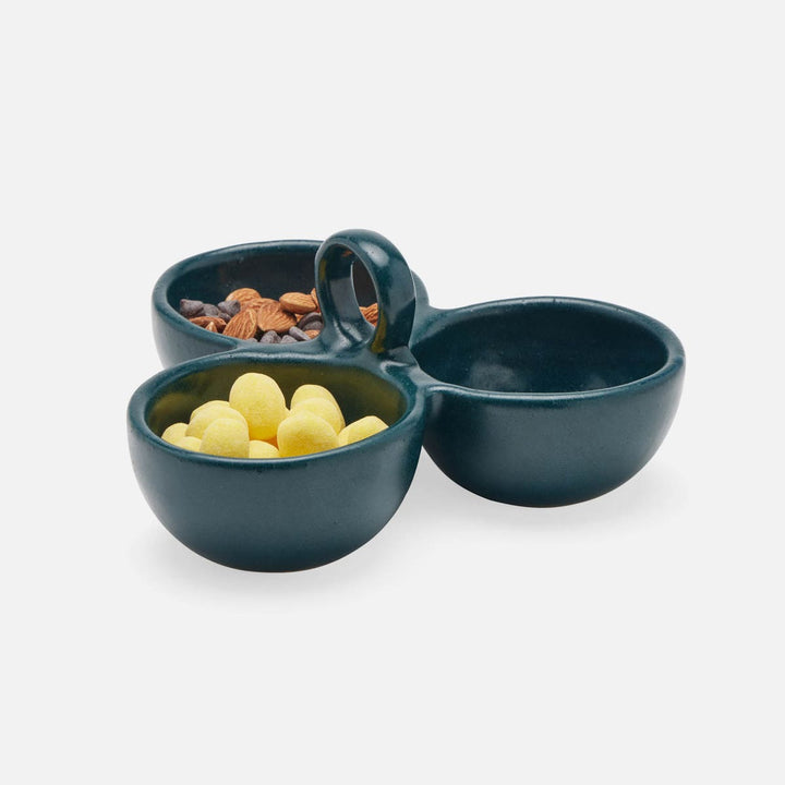 Desmond Midnight Teal Snack Bowl Stoneware Triple