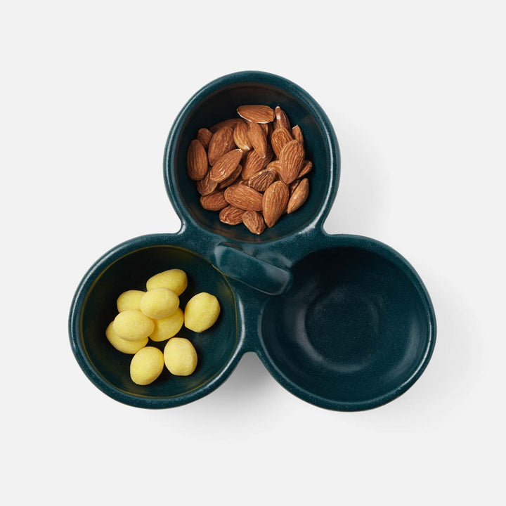 Desmond Midnight Teal Snack Bowl Stoneware Triple