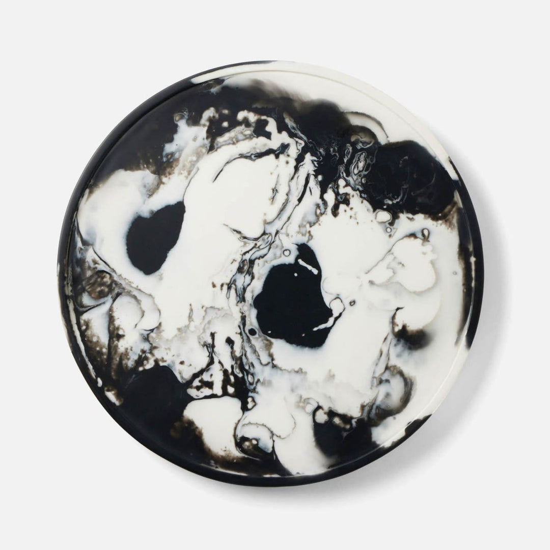 Hugo Black Swirled Lazy Susan Resin 18"D