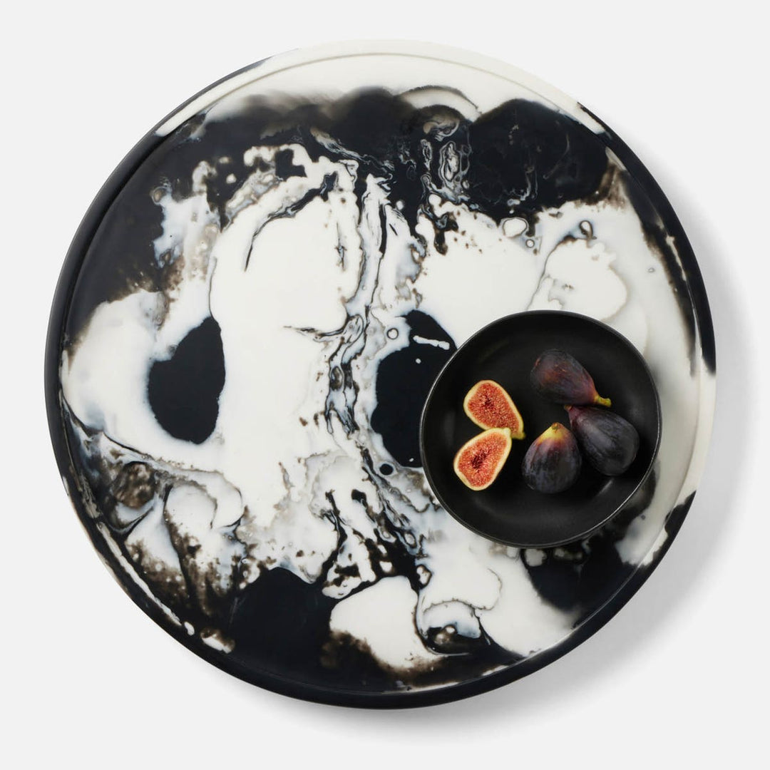 Hugo Black Swirled Lazy Susan Resin 18"D