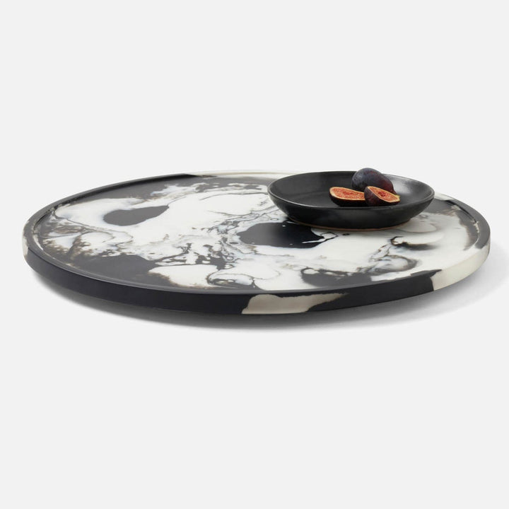 Hugo Black Swirled Lazy Susan Resin 18"D