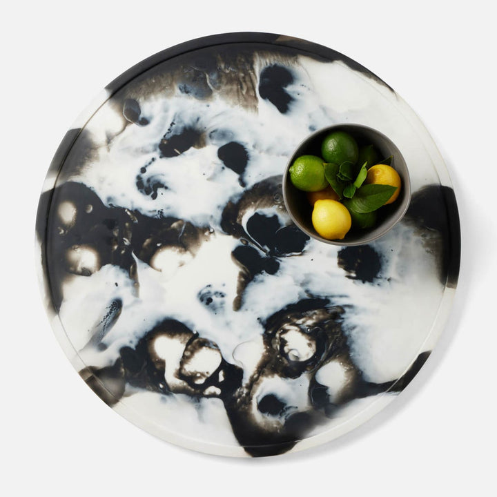 Hugo Black Swirled Lazy Susan Resin 24"D