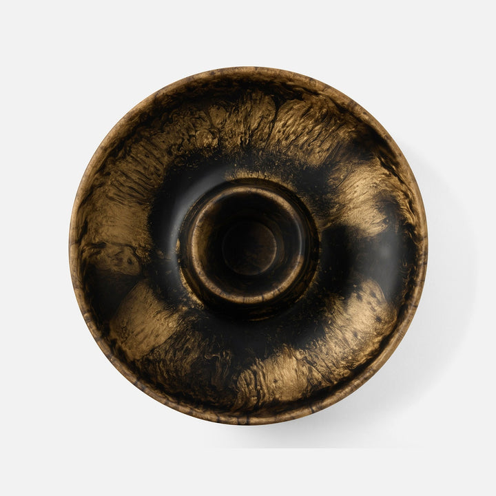 Hugo Black/Gold Swirled Chip And Dip Bowl Resin