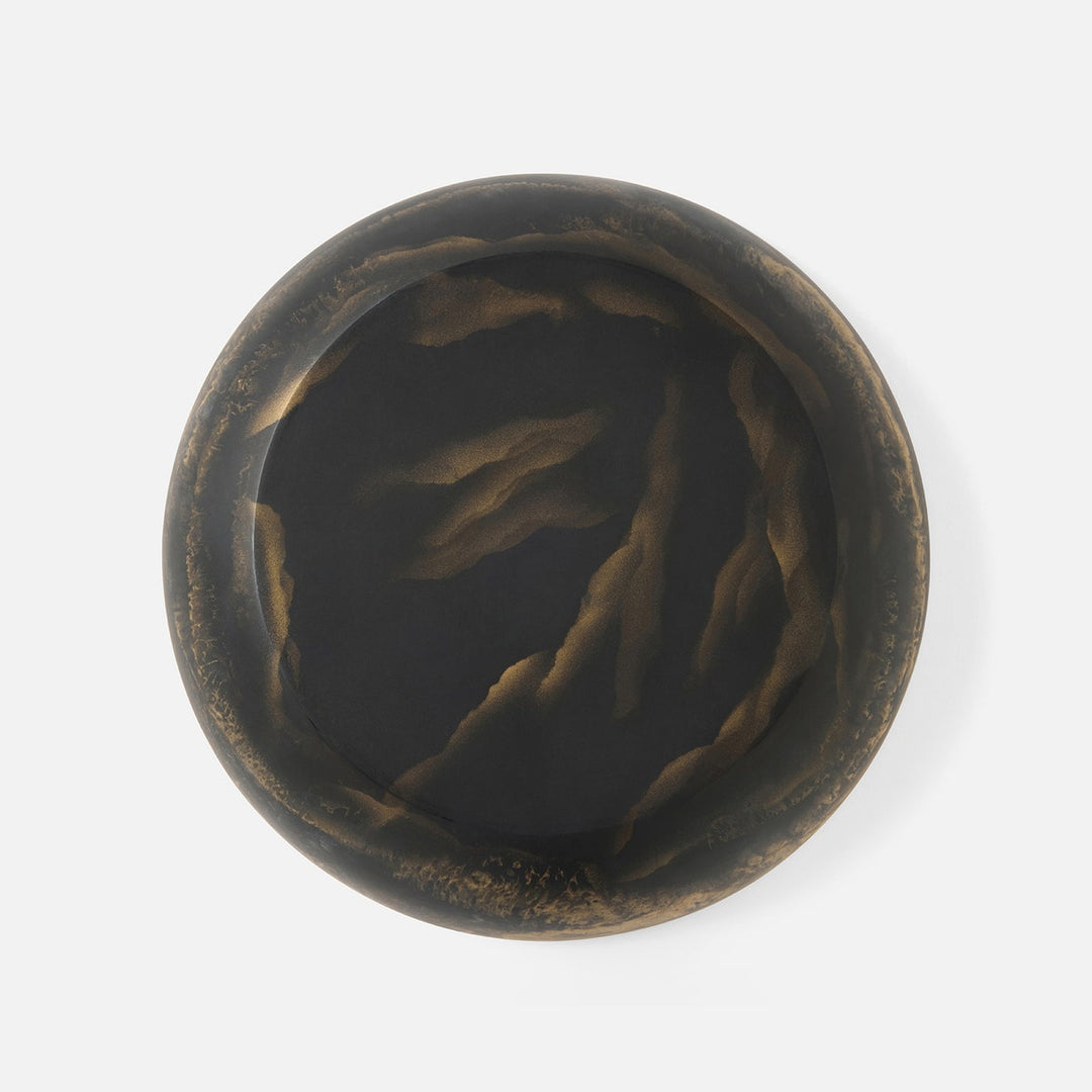 Hugo Black/Gold Swirled Chip And Dip Bowl Resin