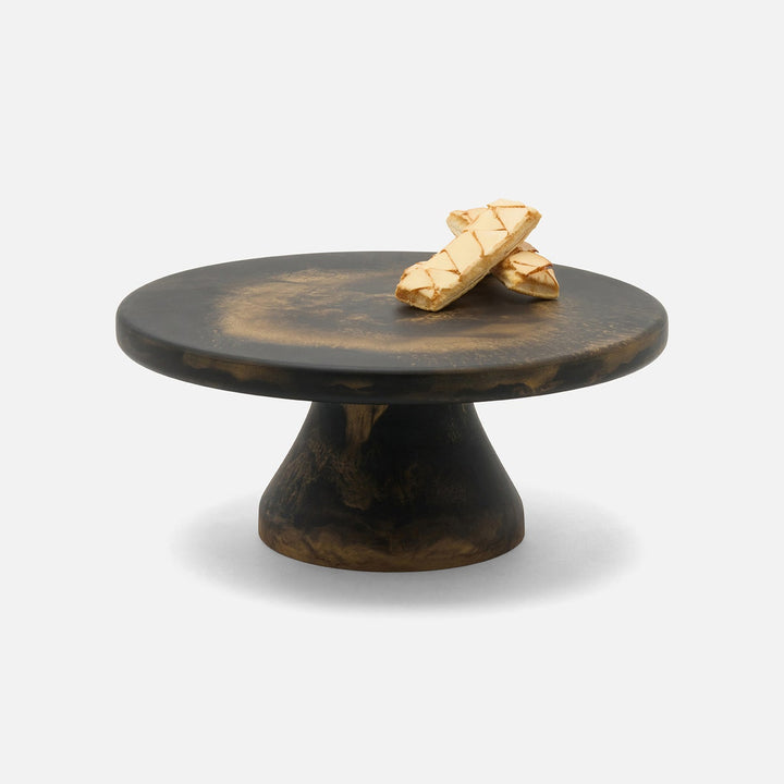 Hugo Black/Gold Swirled Cake Stand Resin Large