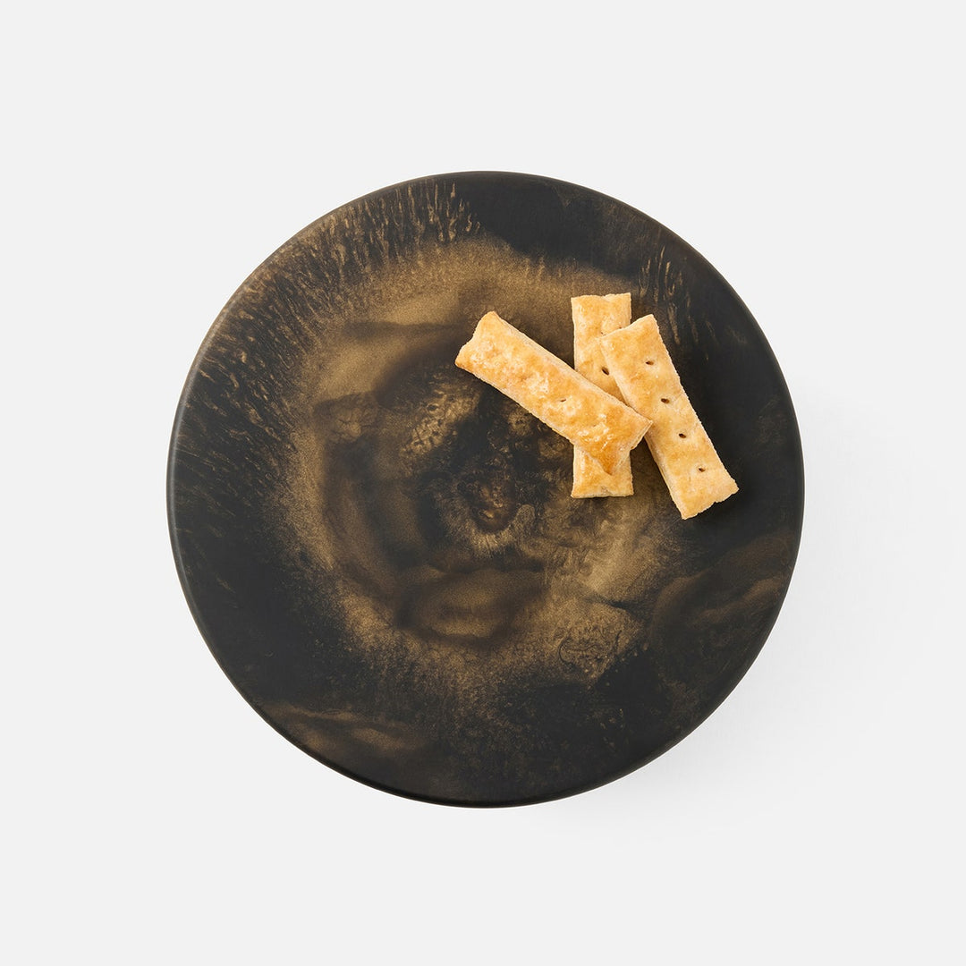 Hugo Black/Gold Swirled Cake Stand Resin Large