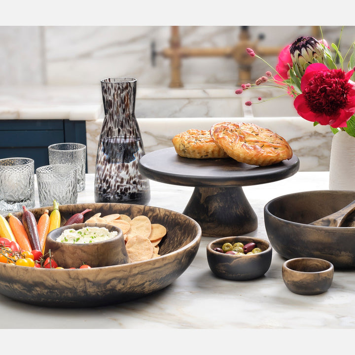 Hugo Black/Gold Swirled Cake Stand Resin Small