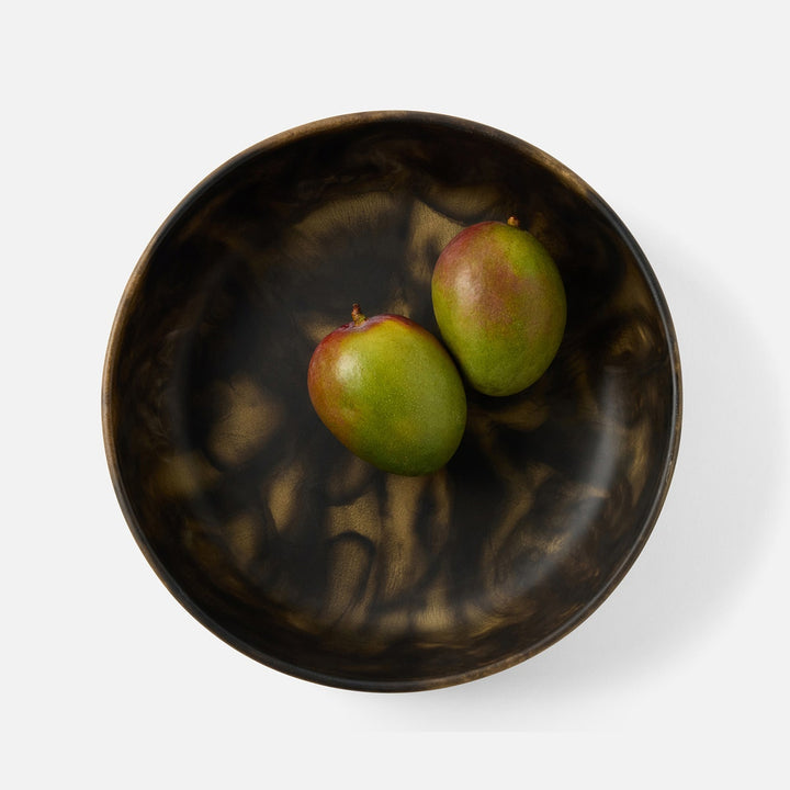 Hugo Black/Gold Swirled Serving Bowl Resin Large