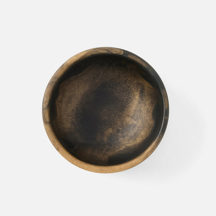 Hugo Black/Gold Swirled Mini Bowl 3"D X15"H Resin Pack/2