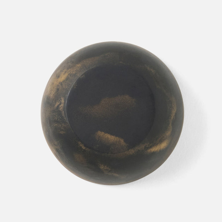 Hugo Black/Gold Swirled Mini Bowl 3"D X15"H Resin Pack/2
