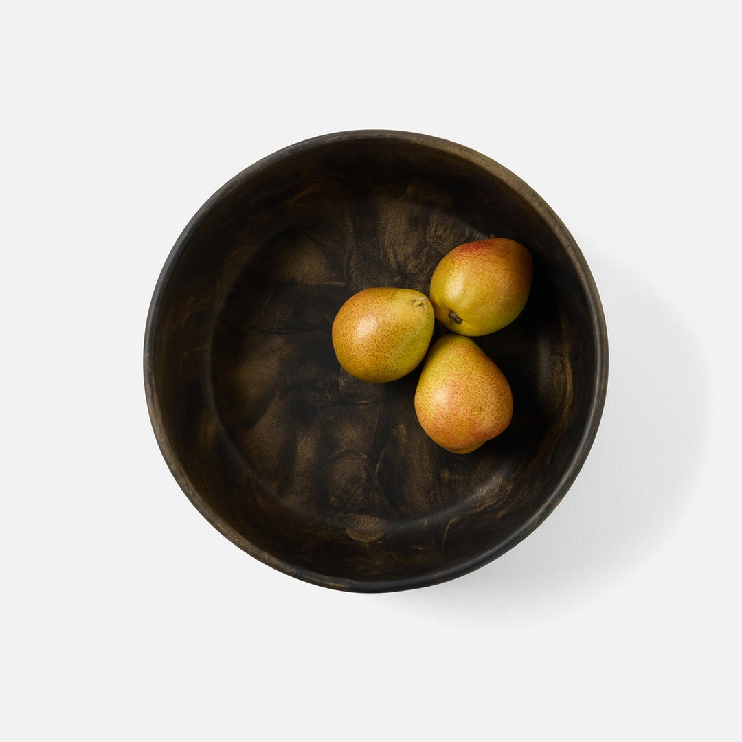Hugo Black/Gold Swirled Serving Bowl Resin Small Pack/2