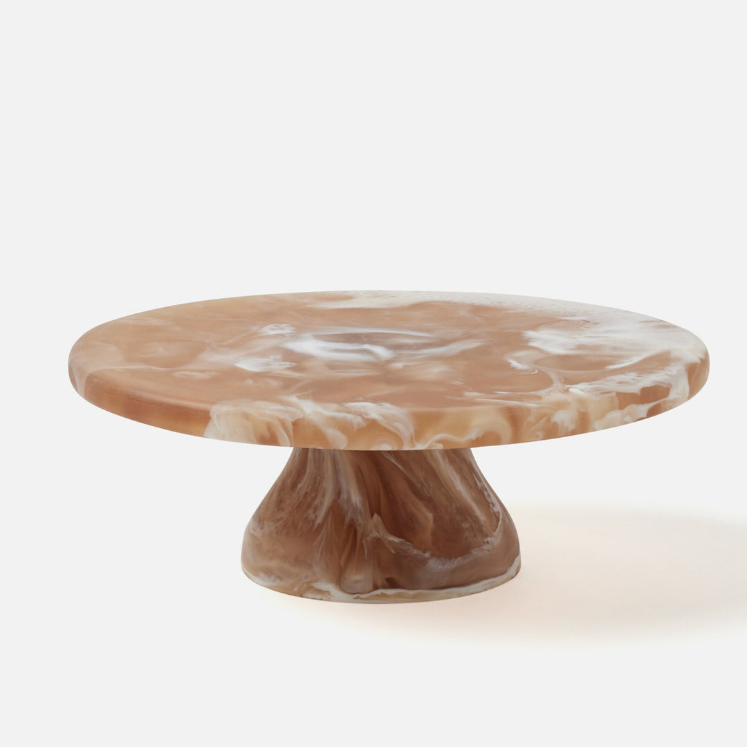 Hugo Brown Swirled Cake Stand Resin Large
