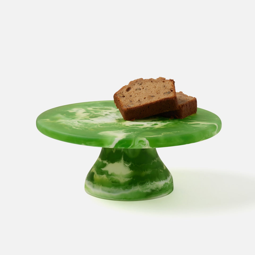 Hugo Green Swirled Cake Stand Resin Small