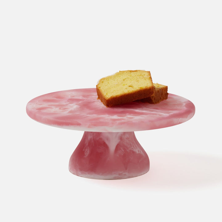 Hugo Pink Swirled Cake Stand Resin Small