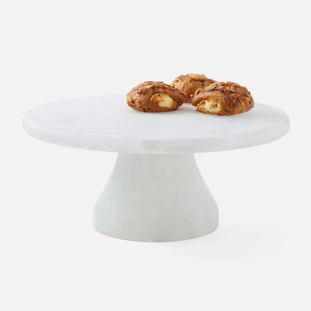 Hugo White Swirled Cake Stand Resin Small