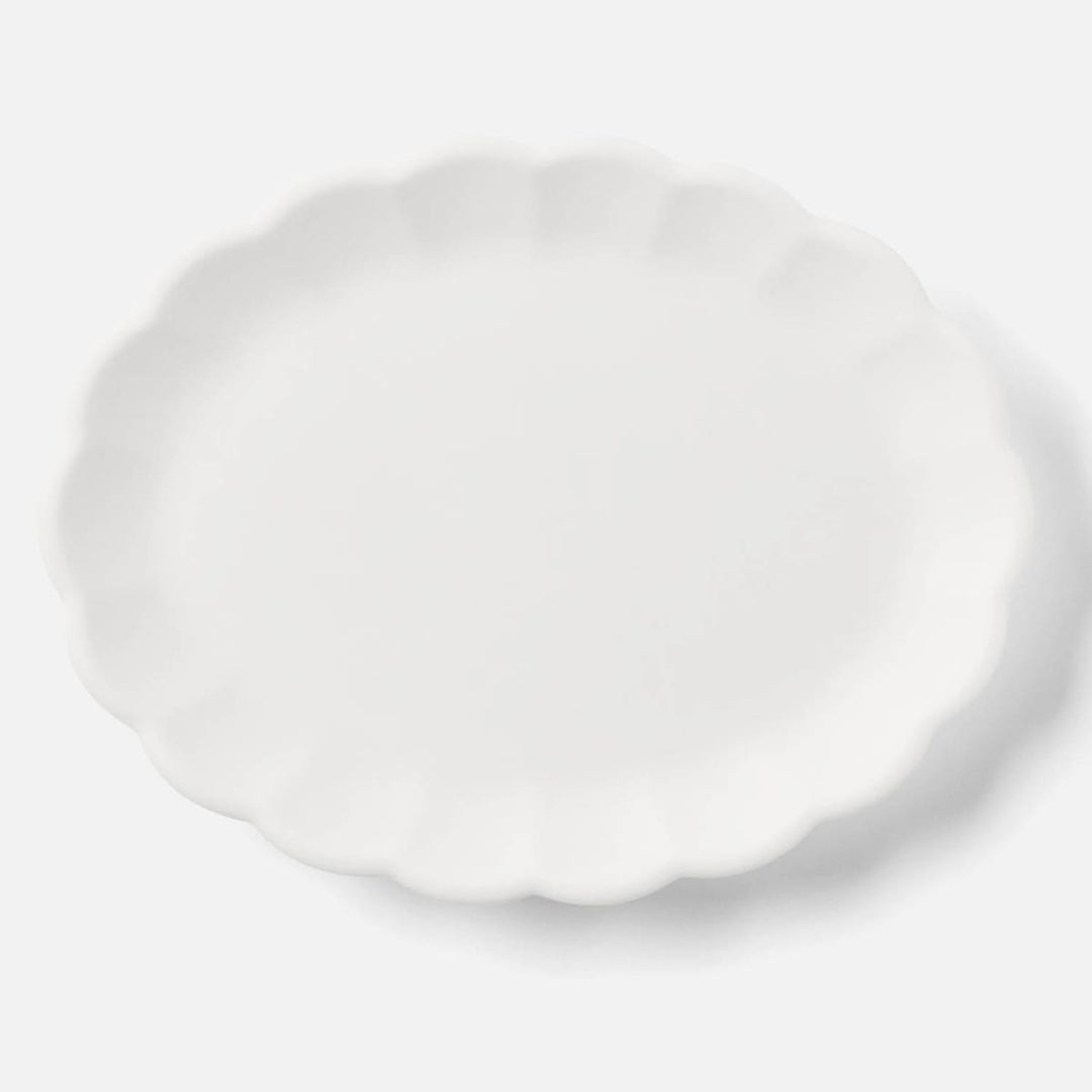 Iris White Scallop Oval Serving Platter Melamine Large Pack/2