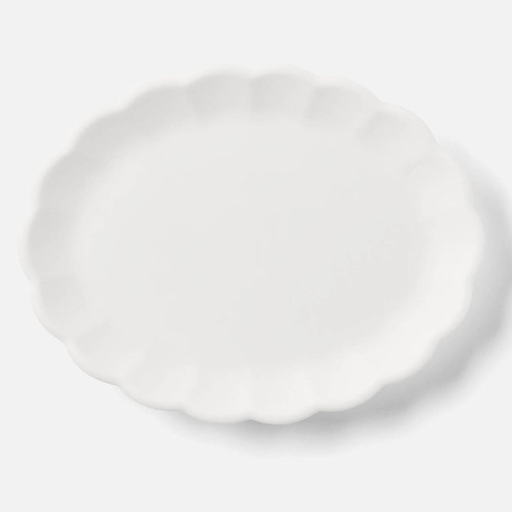 Iris White Scallop Oval Serving Platter Melamine Large Pack/2