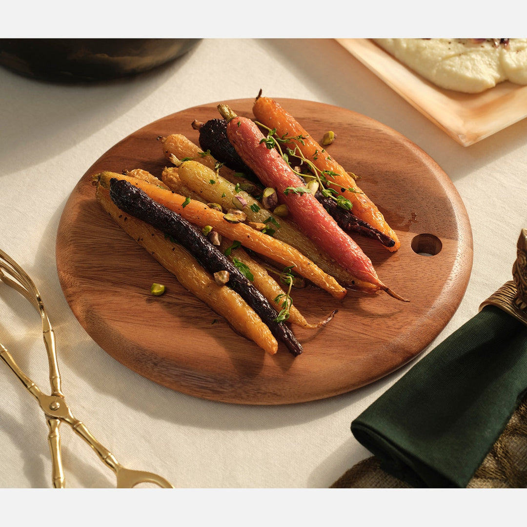 Jameson Natural Round Serving Board Acacia Wood Set/2