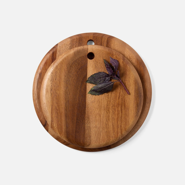 Jameson Natural Round Serving Board Acacia Wood Set/2