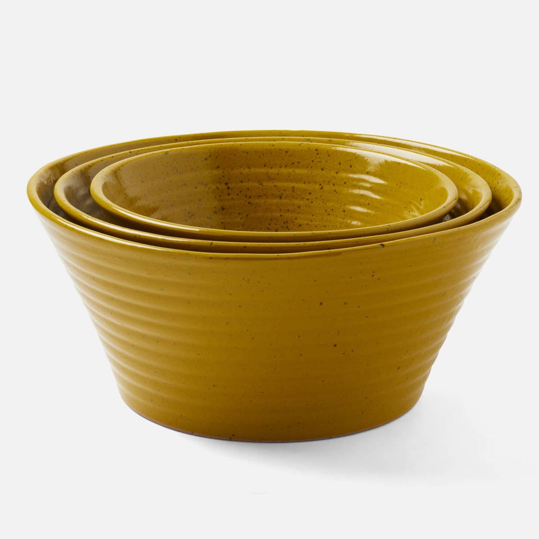 Jules Chartreuse Salt Glaze Serving Bowl Stoneware Set/3