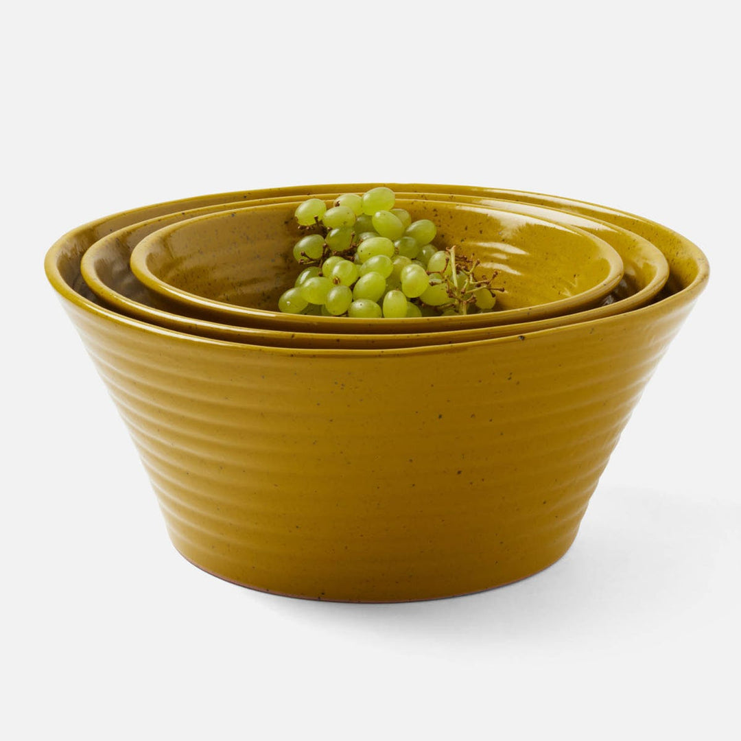 Jules Chartreuse Salt Glaze Serving Bowl Stoneware Set/3